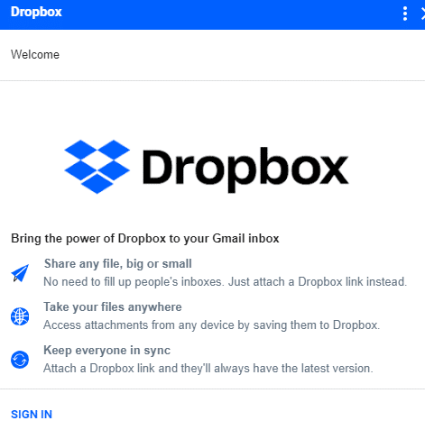 gmail dropbox sign in