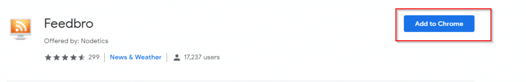 installing FeedBro from Chrome Web Store