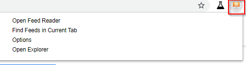 FeedBro drop-down in Chrome