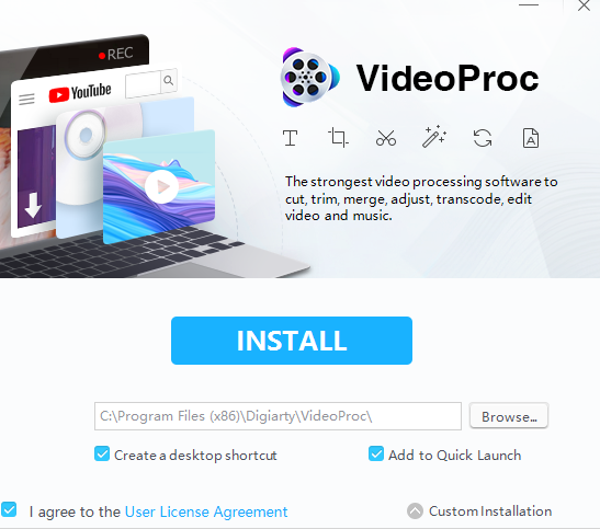 installing VideoProc in Windows