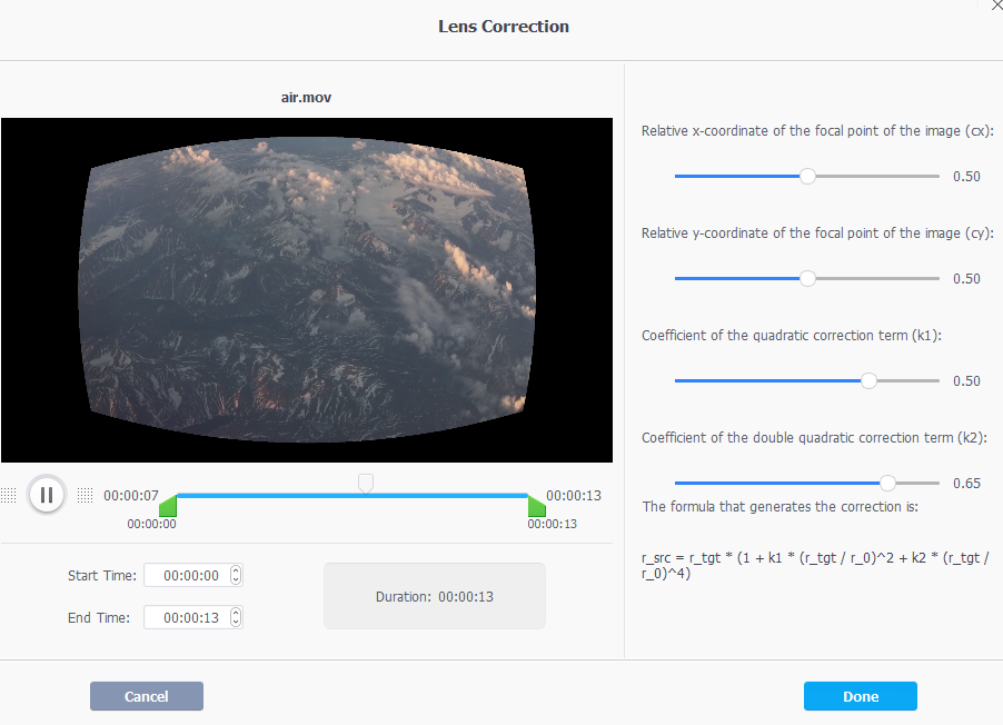 videoproc lens correction