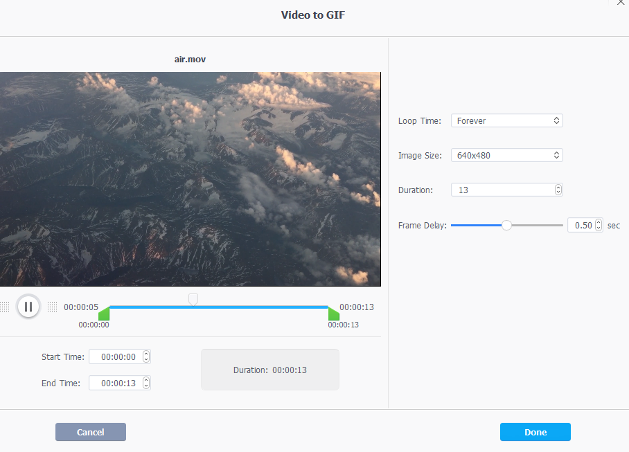 convert videos to GIF in VideoProc 