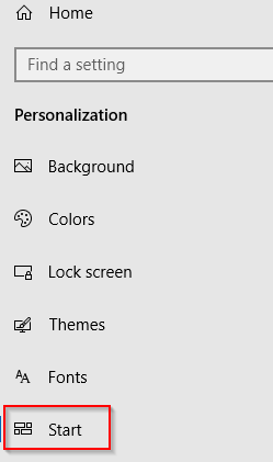 Configuring Start menu settings in Windows 10