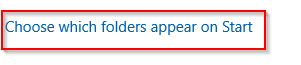 choosing Start menu folders settings in Windows 10