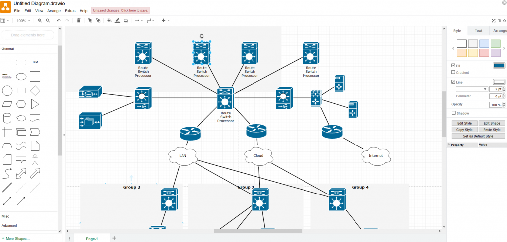 making a network diagram in draw.io