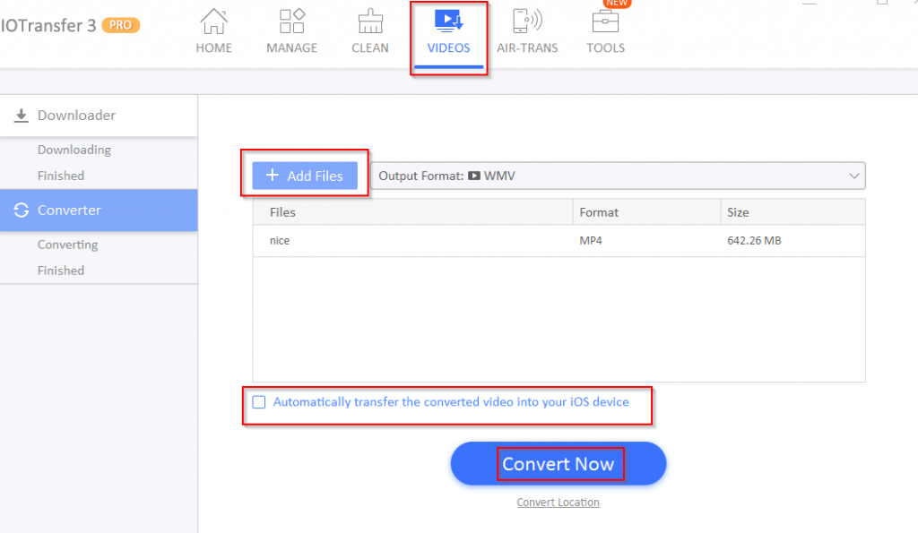 convert videos in IOTransfer 3
