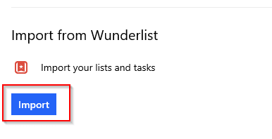 Import option in To-Do for Wunderlist 