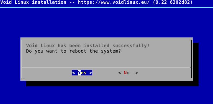 Void Linux installation completed