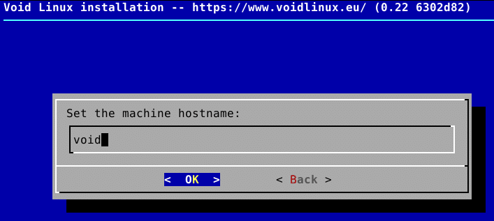 setting hostname during Void Linux installation