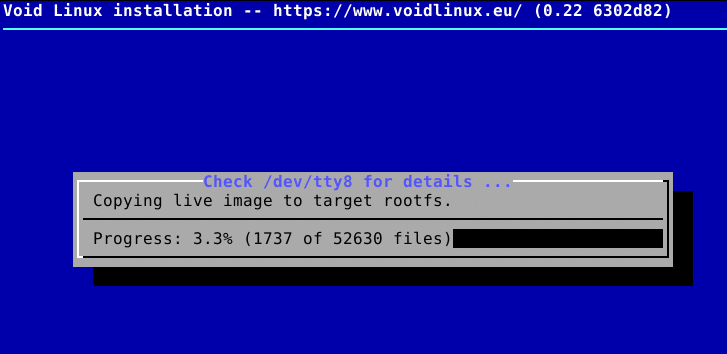 installer copying base system to bootable partiton during Void Linux installation