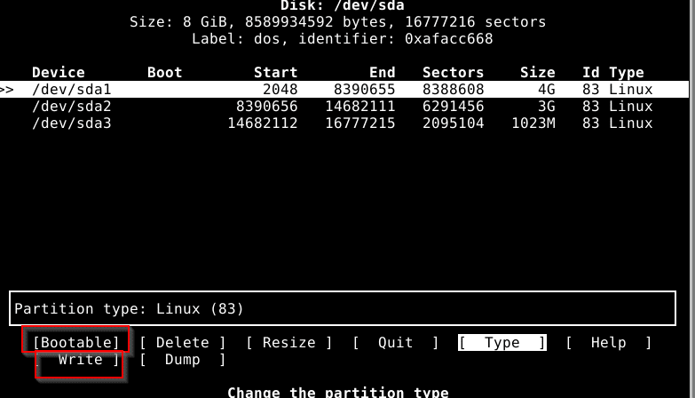 creating a bootable partition and other partition types during Void Linux installation