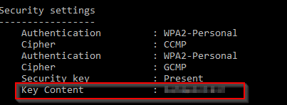 wi-fi network security key visible 