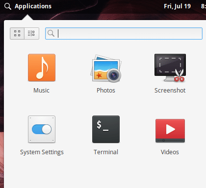 searching for applications in elementary OS 