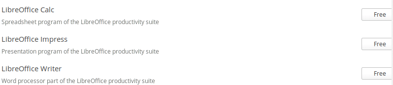LibreOffice available for installation in elementary OS 's AppCenter 