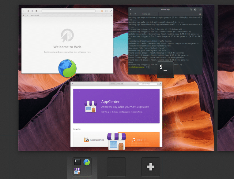 a list of running apps using multitasking view in elementary OS 