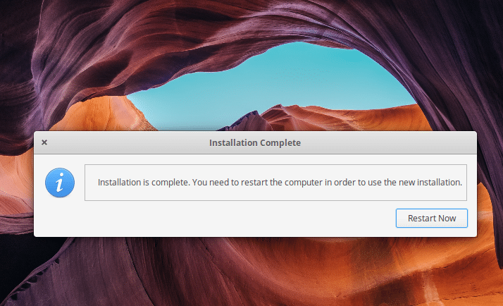 elementary OS installation complete