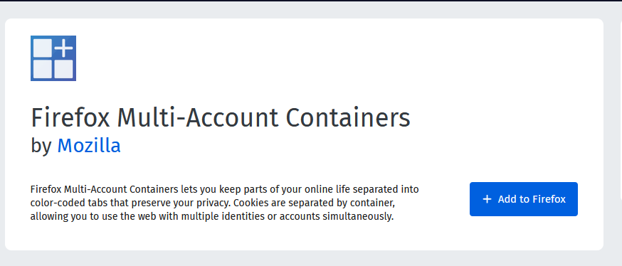 Firefox Multi-Account Containers add-on page