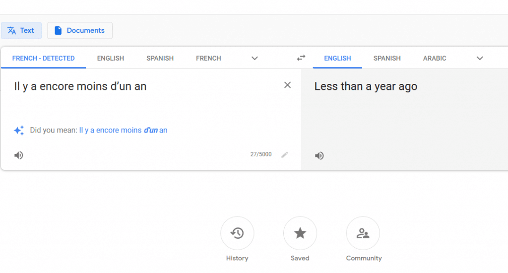 translated text using To Google Translate add-on