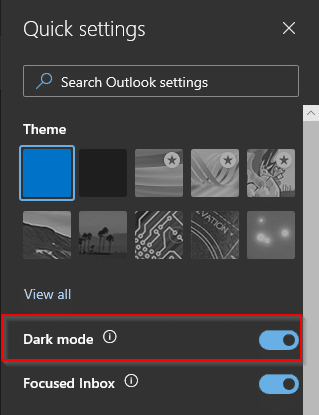 dark mode microsoft outlook