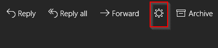 toggling email messages between dark and light mode in Windows 10 mail app