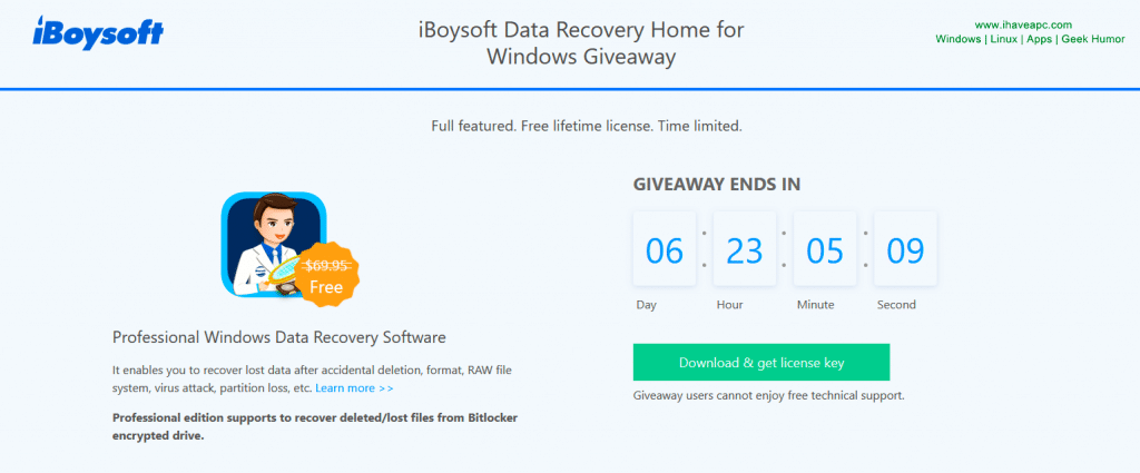 iBoysoft Data Recovery Home giveaway 2019