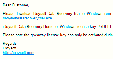 link to downloading setup and license key for iBoysoft Data Recovery Home giveaway