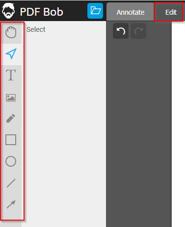 using the edit option in PDF Bob