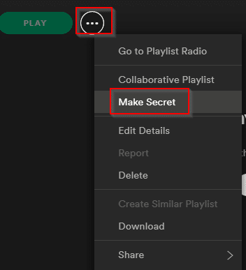 making a playlist private in Spotify desktop app