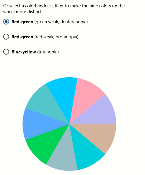 choosing a color filter for night blindness in Windows 10