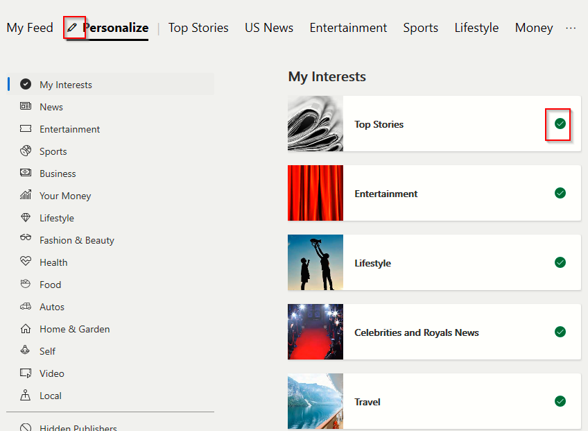 Personalizing which topics will appear in suggested content feed