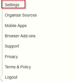 accessing Feedly account settings