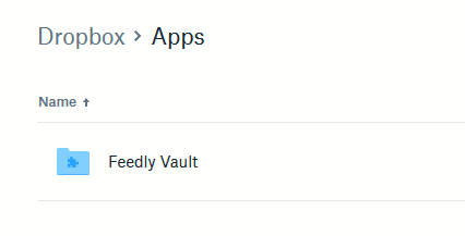 Feedly Vault folder automatically created in Dropbox