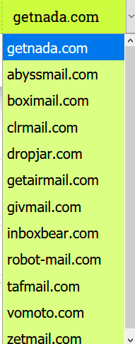selecting a temporary email domain in Nada