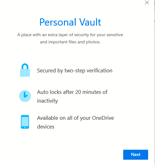 personal vault microsoft