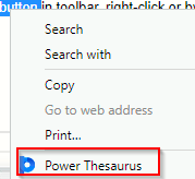 finding antonymns and synonyms for highlighted words using Power Thesaurus