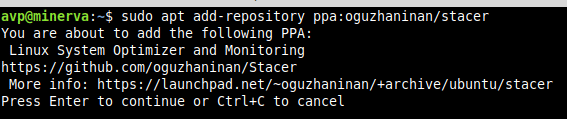 adding Stacer repository to Linux Mint