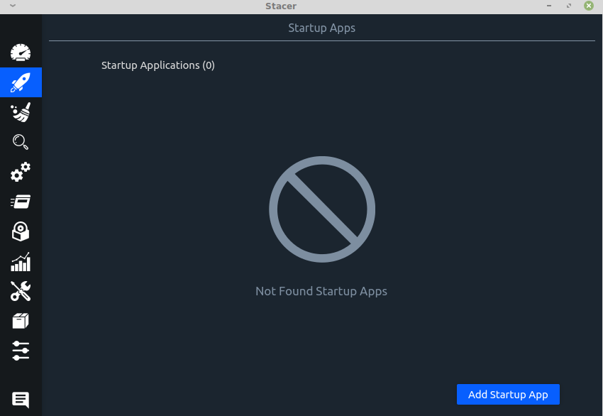 adding startup apps using Stacer 