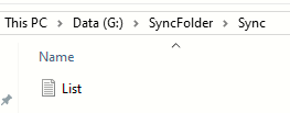 a list of shared files stored in Sync that are available in the shared folder 