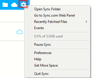 configuring Sync settings from the desktop client