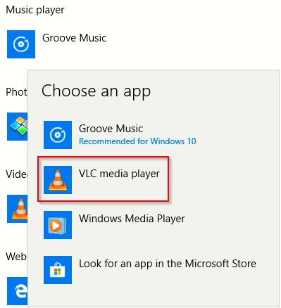 how to change default music player windows 10