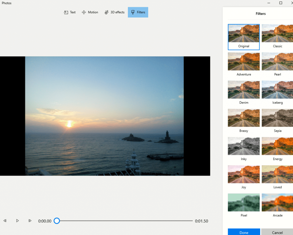 adding an image filter using Photo app for Windows 10