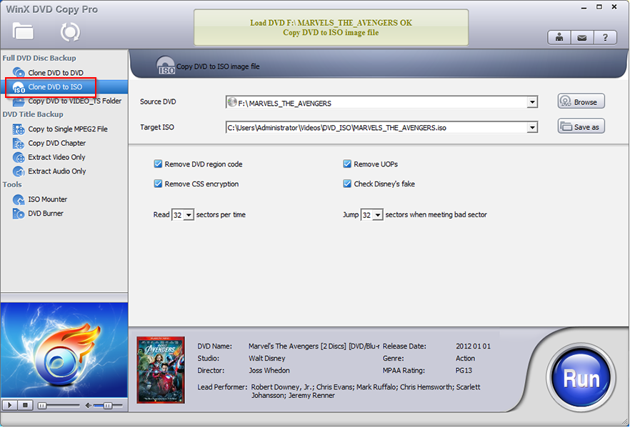 cloning DVD to ISO in WinX DVD Copy Pro