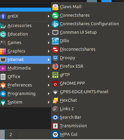 Internet and web related apps in antiX 