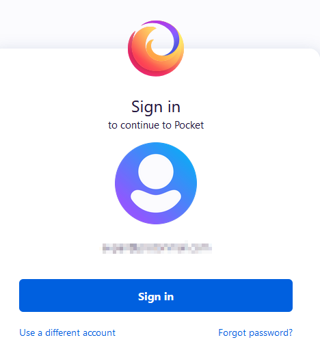 log in to pocket with firefox account