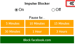 pausing Impulse Blocker and configuring websites to be blocked