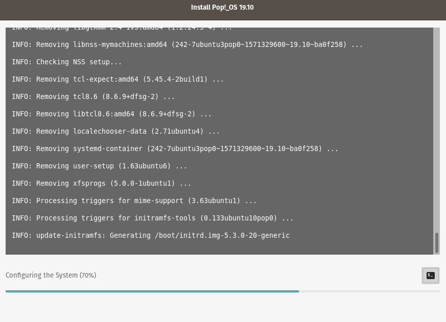 viewing Pop!_OS installation process