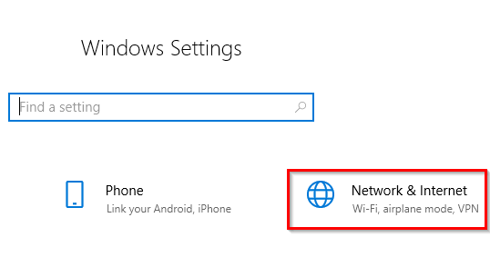 accessing Windows 10 network settings