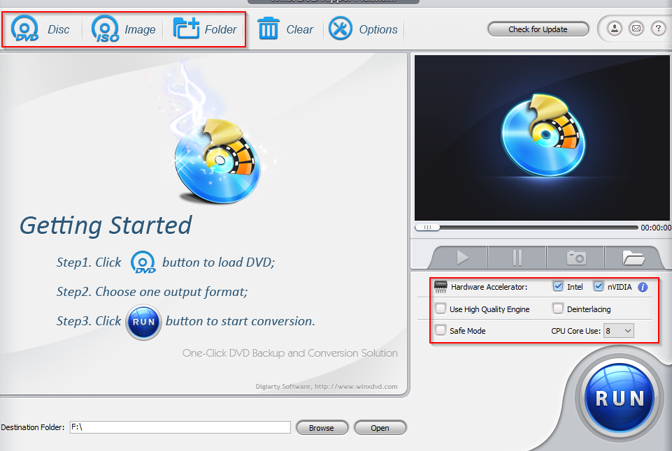 main interface of WinX DVD Ripper Platinum