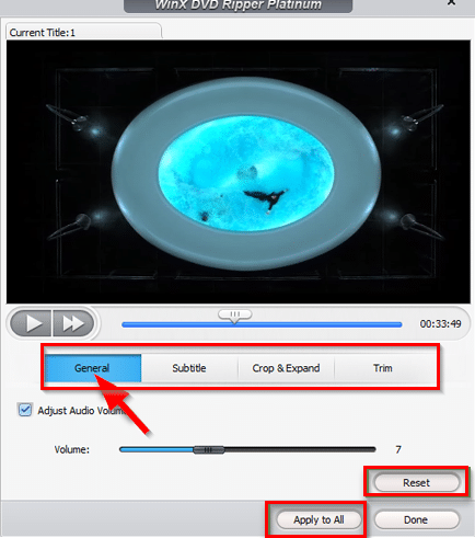 changing the playback volume before ripping DVDs in WinX DVD Ripper Platinum