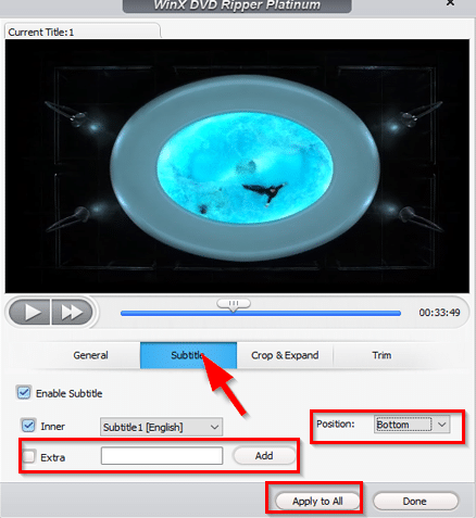 adding a subtitle file in WinX DVD Ripper Platinum